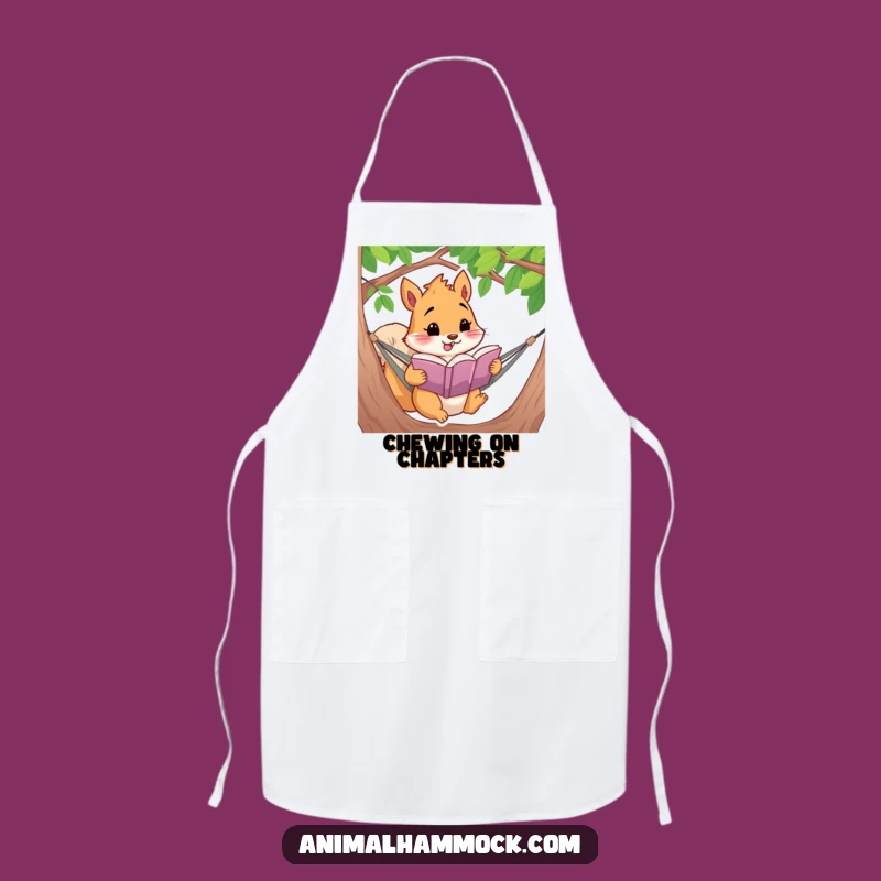 Funny Squirrel Reading Apron: Chef's Delightful Hammock Book Lover Kitchen Gift