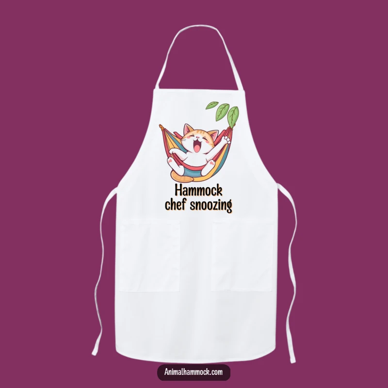Funny Cat Apron: Yawning Lounger Chef Kitchen Gift
