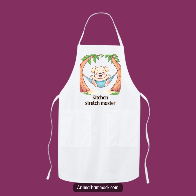 Funny Puppy Hammock Stretch Apron: Chef's Playful Dog Kitchen Wear
