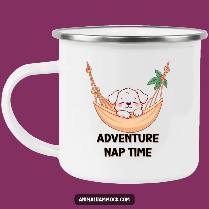 Funny Puppy Hammock Nap Camping Mug: Rugged Adventure With Cute Dog Humor