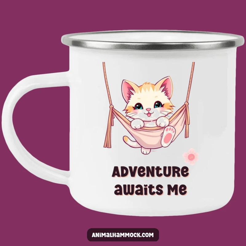 Funny Kitten Hammock Camping Mug - Playful Companion for Outdoor Fun
