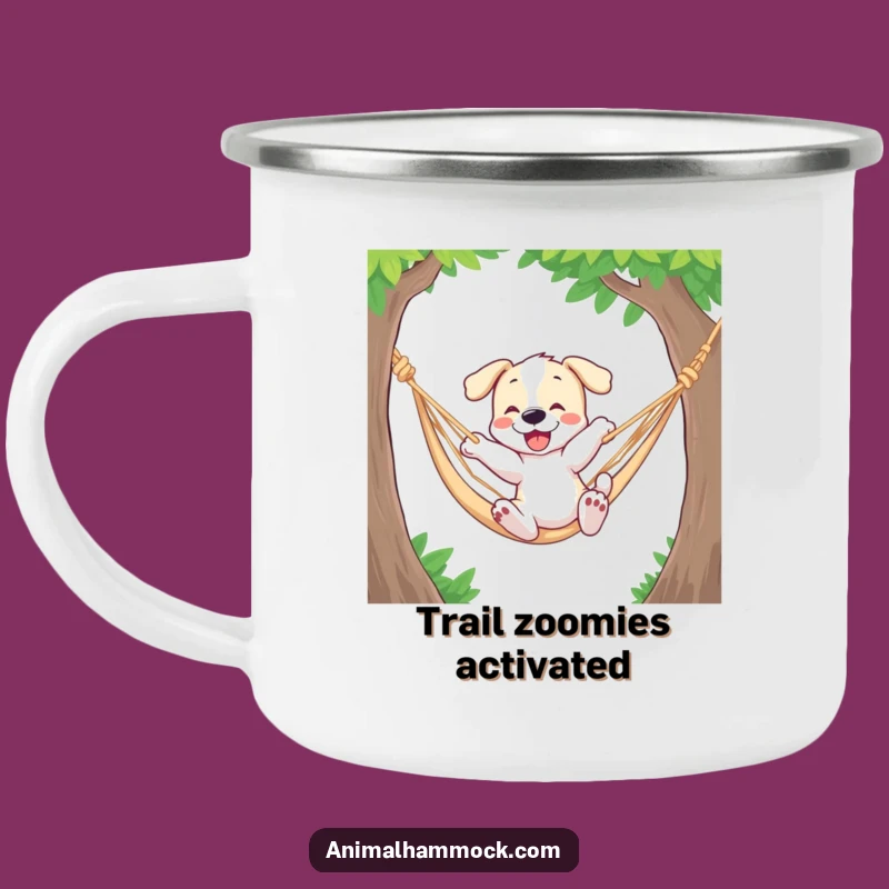 Funny Playful Puppy Hammock Camping Mug - Outdoor Fun Gift