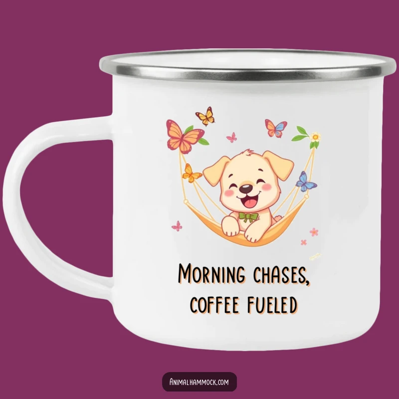 Funny Puppy Hammock Camping Mug: Adventure & Joyful Sips