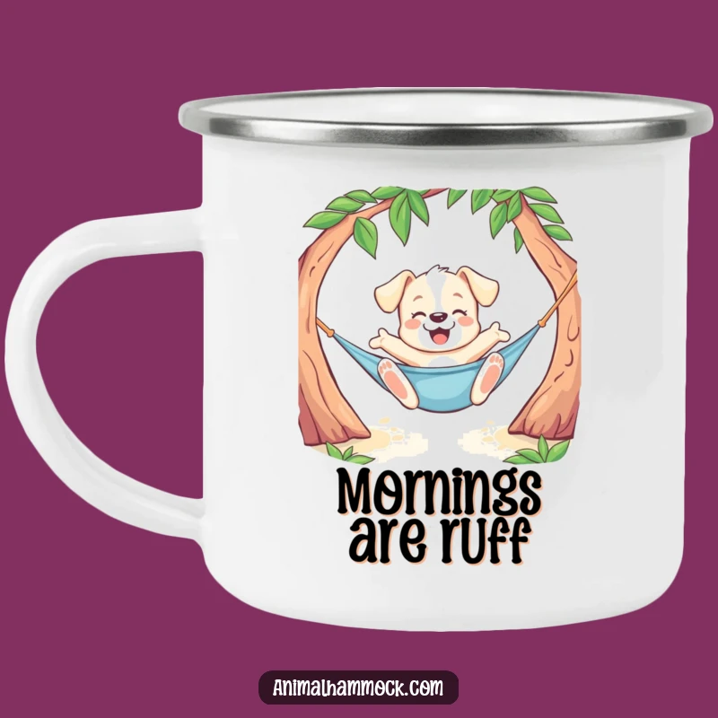 Funny Puppy Hammock Stretch Camping Mug: Outdoor Dog Relaxed Cup
