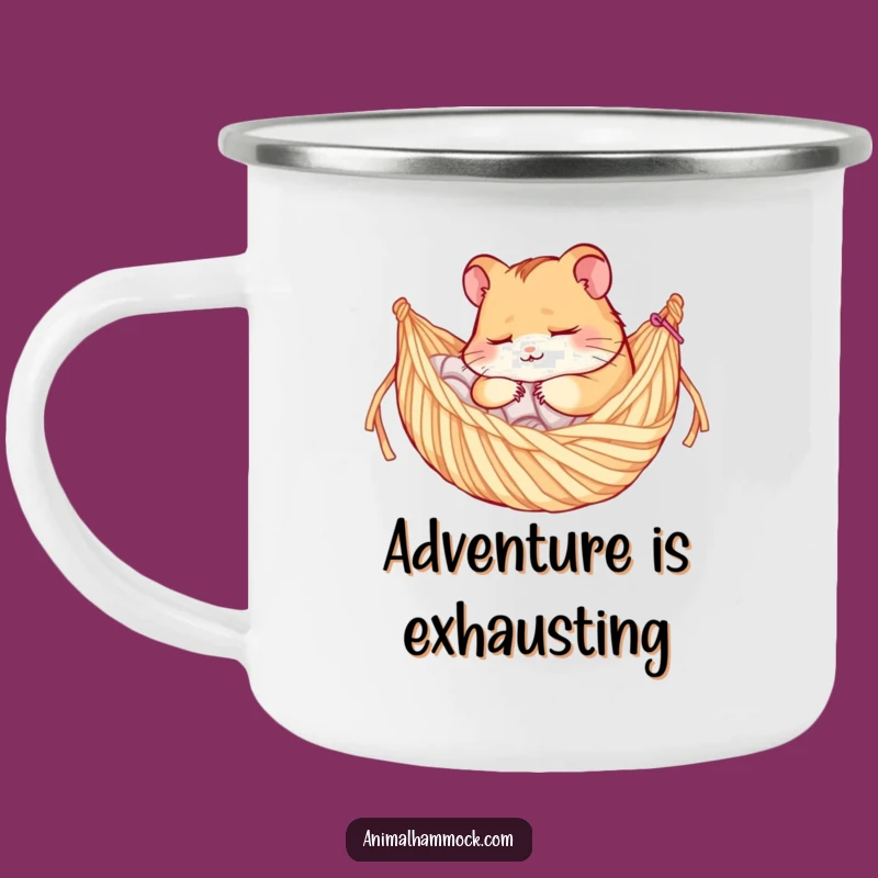 Funny Sleepy Hamster Yarn Hammock Camping Mug - Rugged & Humorous Outdoor Gift