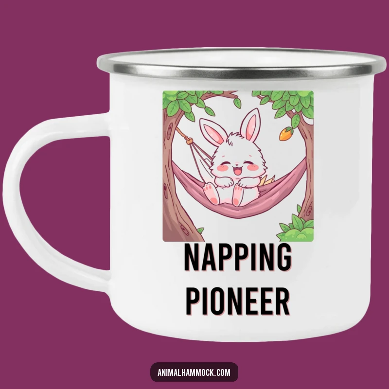 Funny Bunny Hammock Nap Camping Mug: Outdoor Fluffy Rabbit Sleep Cup