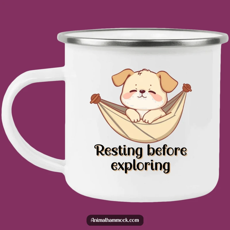 Funny Puppy Hammock Camping Mug - Your Sleepy Companion for Outdoor Adventures