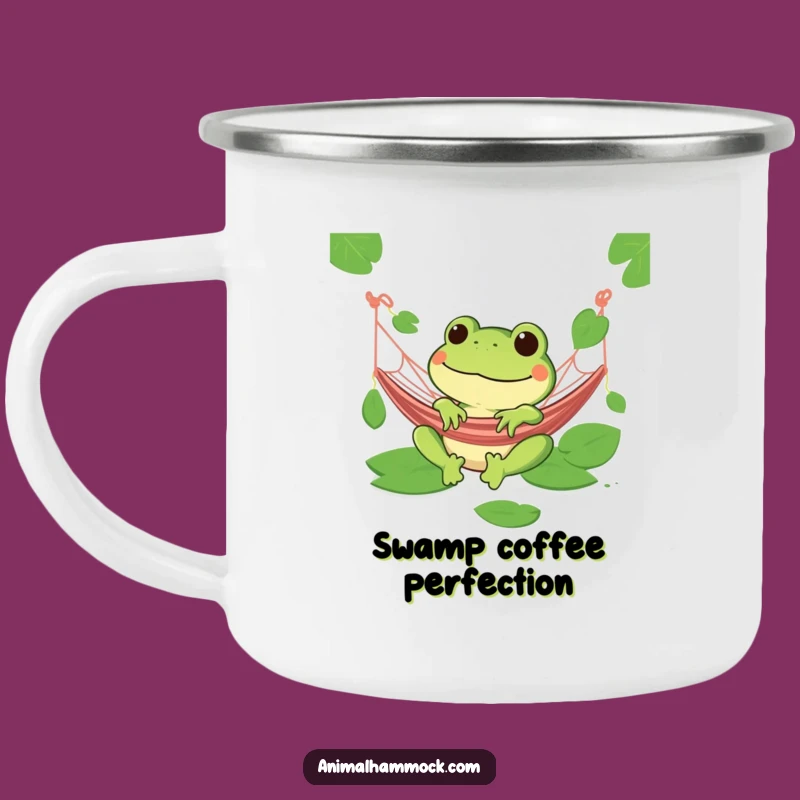 Funny Frog Hammock Camping Mug: Grinning Adventure, Perfect Outdoor Gift