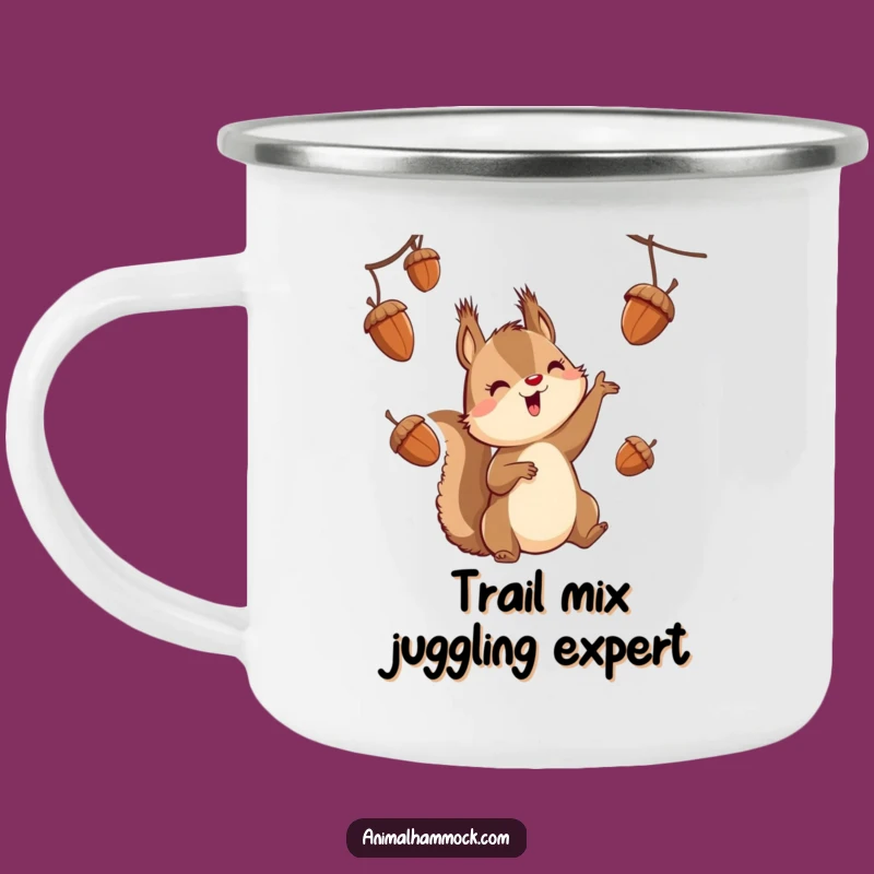 Funny Squirrel Juggling Camping Mug: Outdoor Fun With Acorn Acrobat