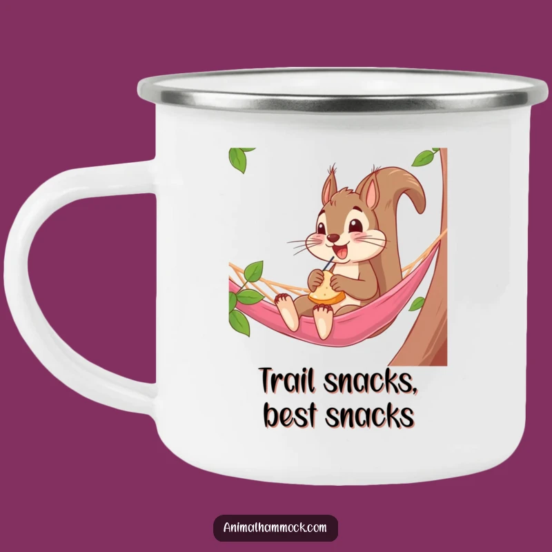 Funny Squirrel Hammock Camping Mug: Adventure & Snack Time
