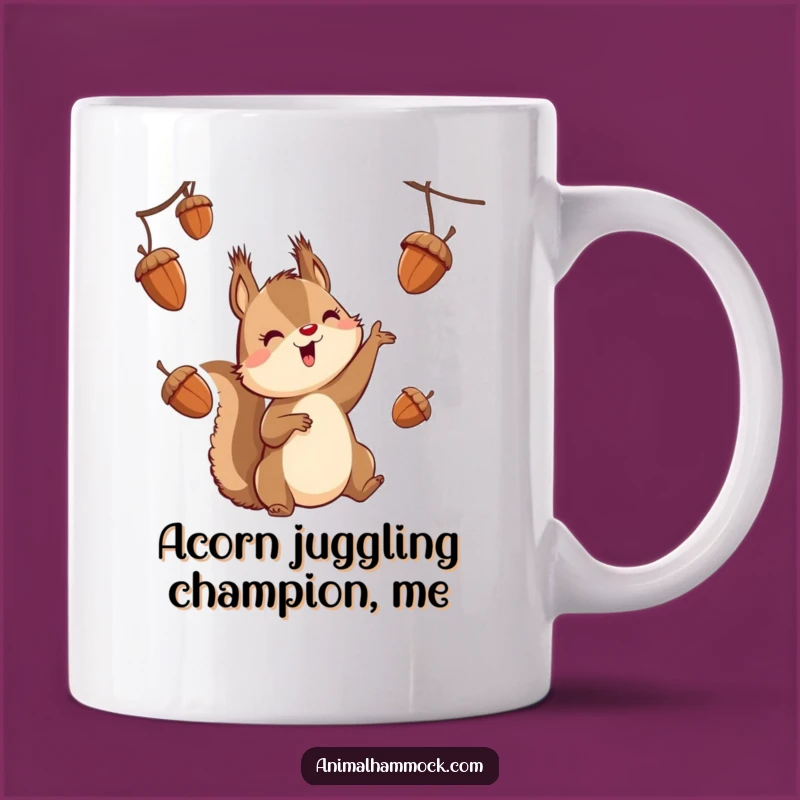 Funny Squirrel Juggling Mug: Acorn Acrobat Gift for Fun-Loving People