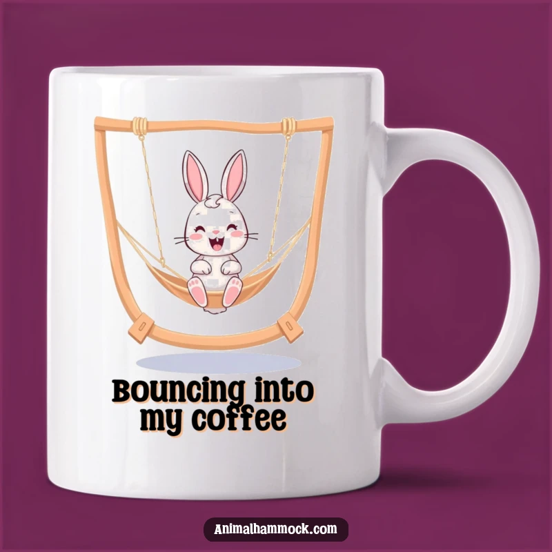 Funny Bunny Hammock Mug - Joyful Bouncing & Cute Gift for Bunny Lovers