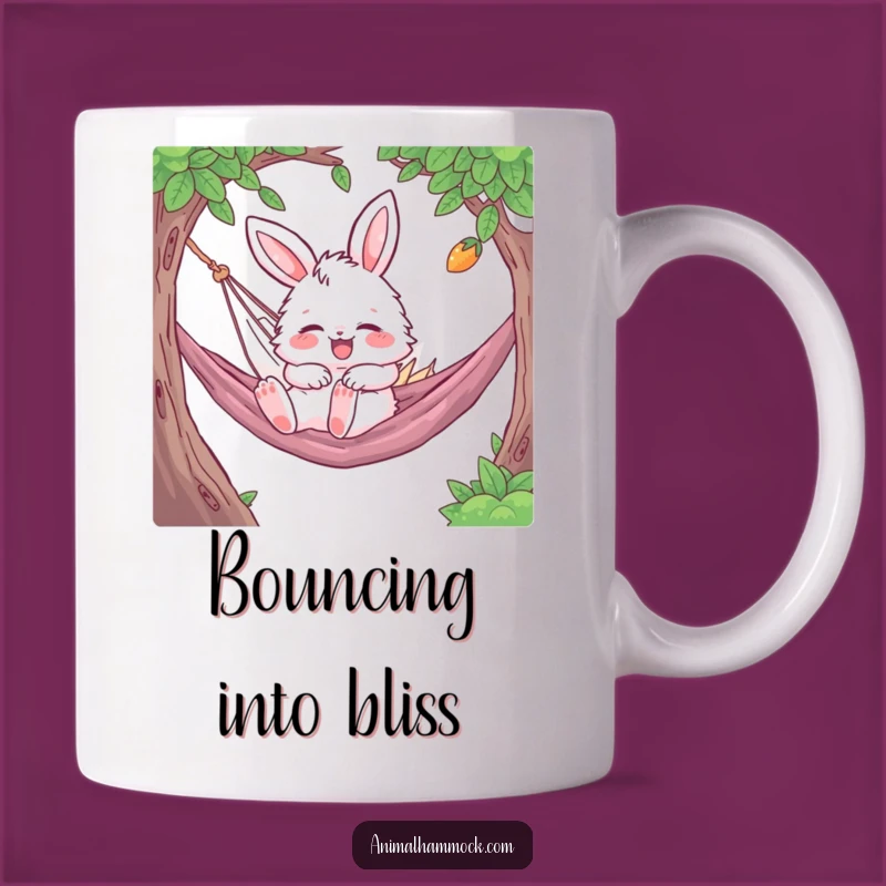 Funny Bunny Hammock Nap Mug: Adorable Fluffy Rabbit Bouncing Sleep Gift