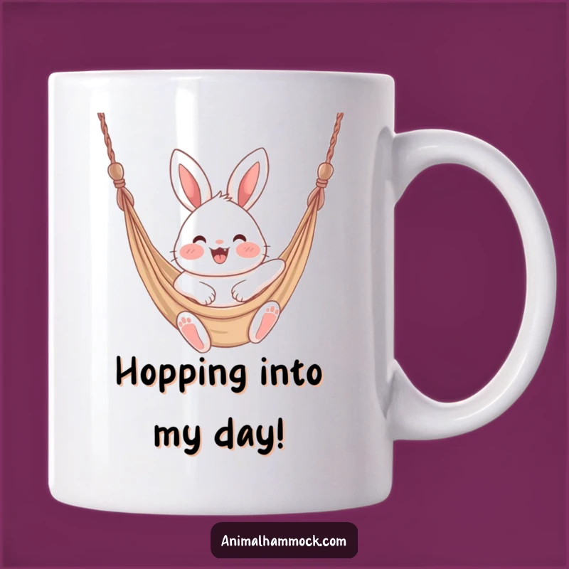 Funny Bunny Hammock Swing Mug - Joyful Bouncing Rabbit Gift for Fun Lovers