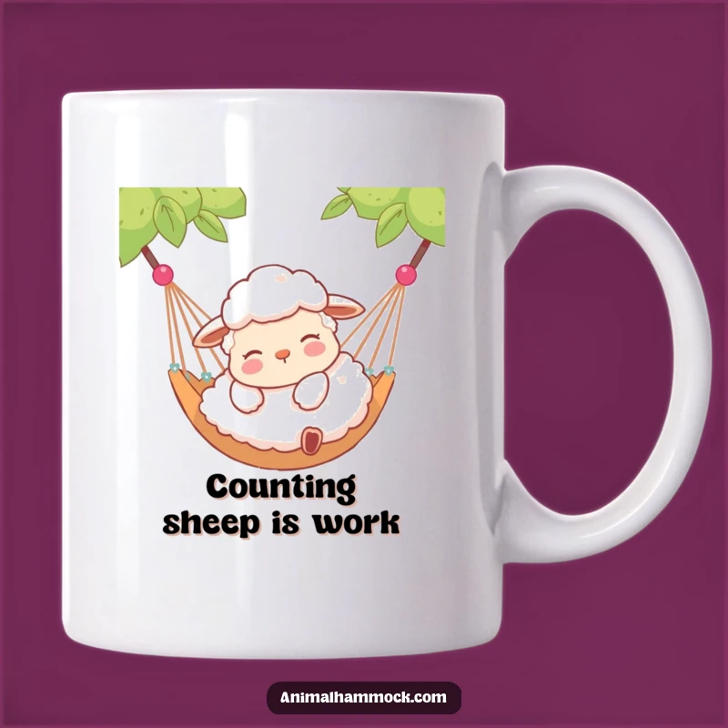 Funny Contented Sheep Hammock Mug - Peaceful Relaxation Gift for Sheep Lovers