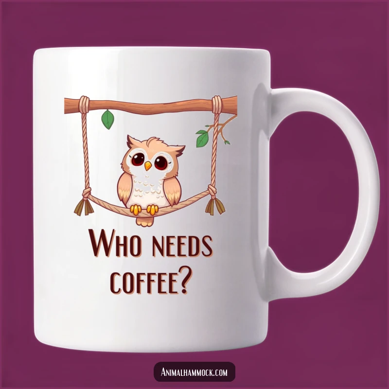 Funny Curious Owl Hammock Mug - Wise & Whimsical Gift for Bird Lovers