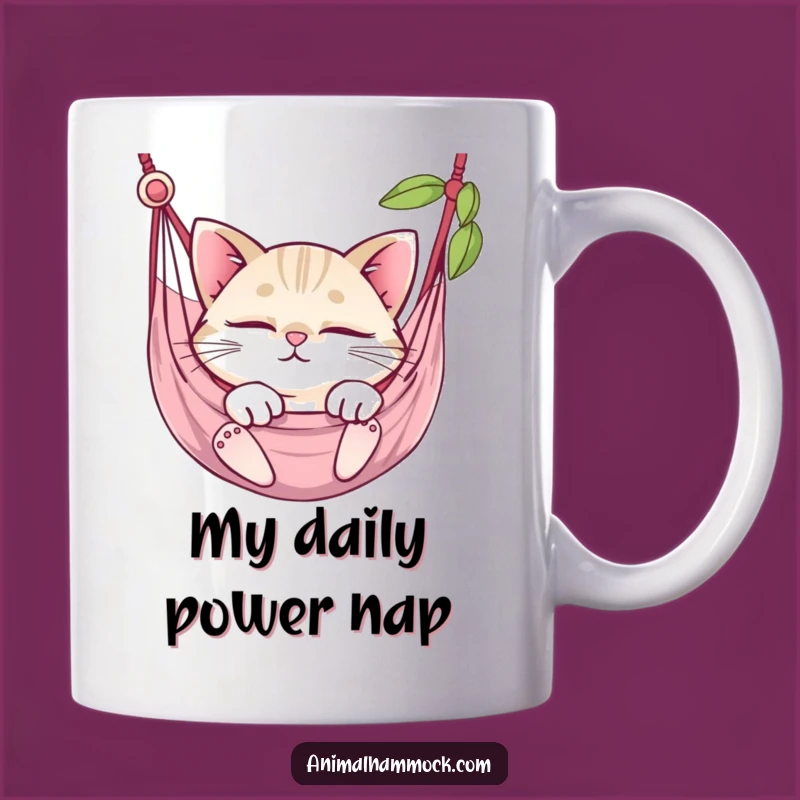 Funny Snoozing Cat Hammock Mug - Adorable Round Kitty Gift for Cat Lovers