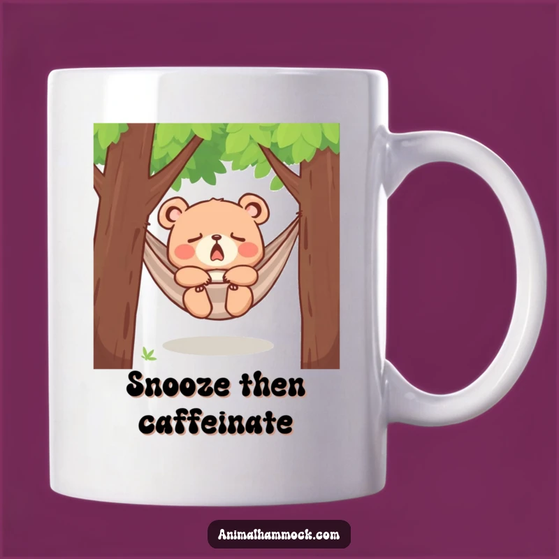 Funny Yawning Bear Cub Hammock Mug - Adorable Sleepy Gift for Coffee Lovers
