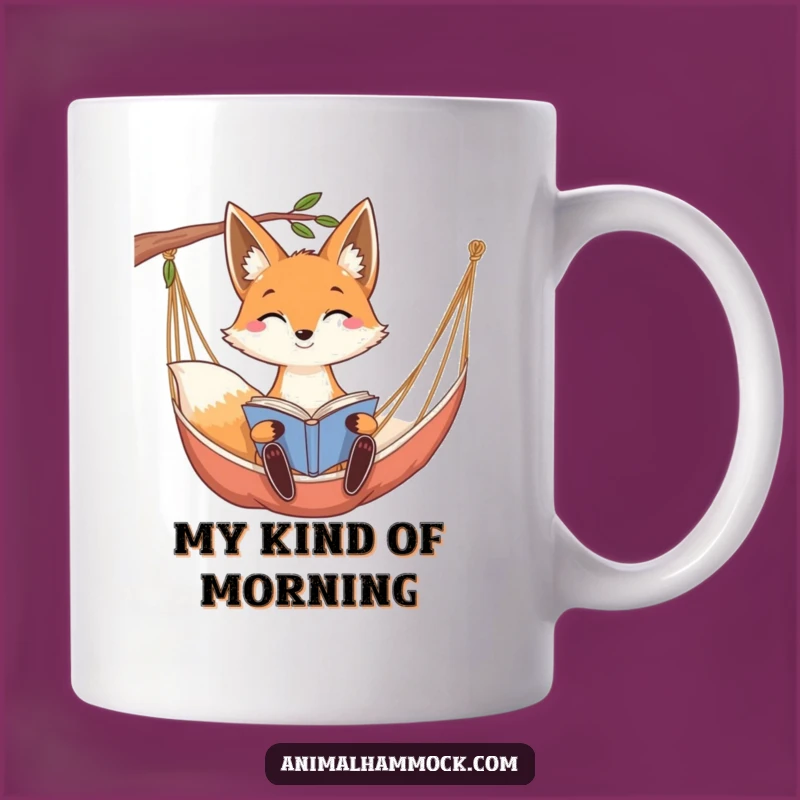 Funny Reading Fox Hammock Mug - Cozy Book Lover's Gift for Fox Fans