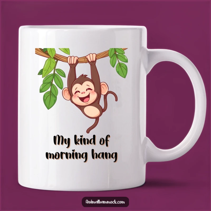 Funny Monkey Giggle Mug: Adorable Primate Enjoying Hammock Life, Perfect Funny Gift