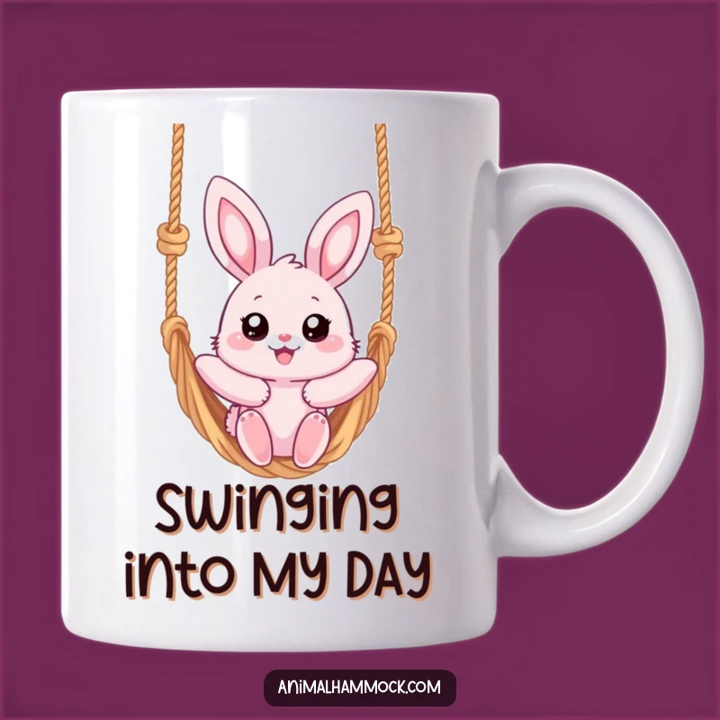 Funny Pink Bunny Hammock Mug - Relaxing & Humorous Gift for Bunny Lovers