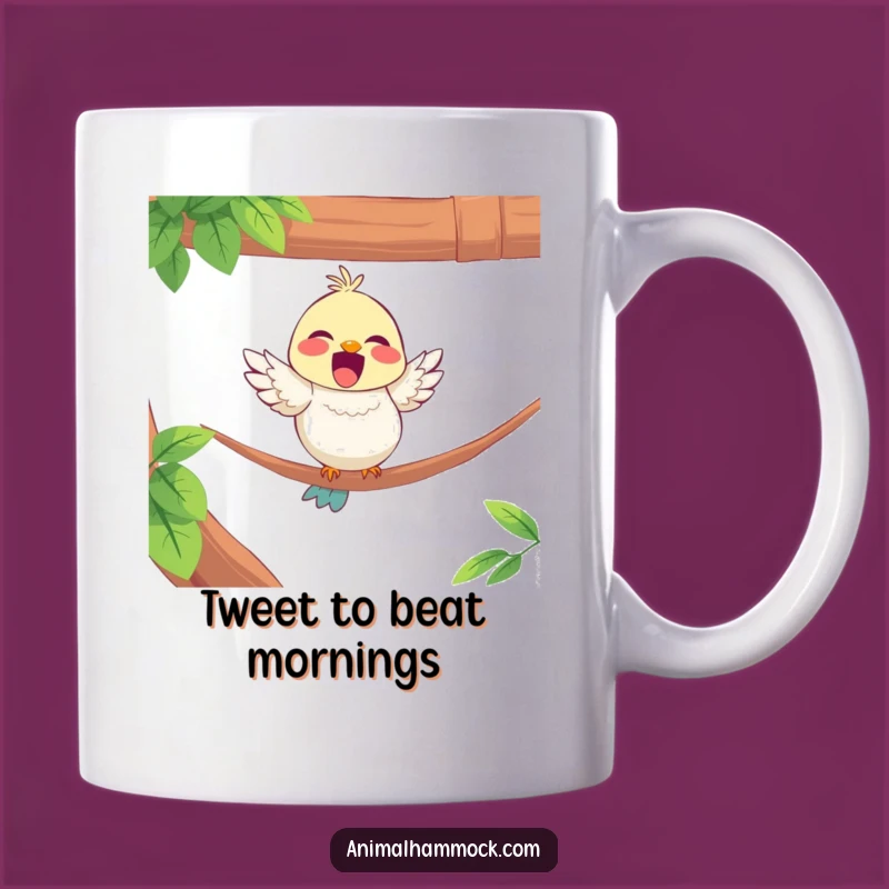 Funny Bird Hammock Mug: Delighted Perch - Cheerful Gift for Bird Lovers