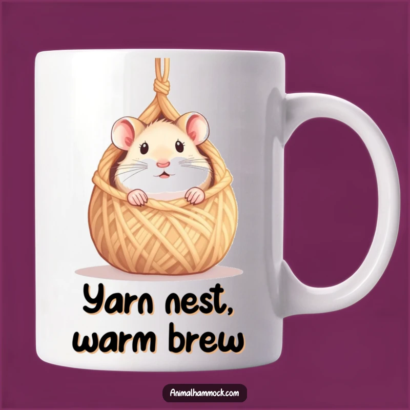 Funny Hamster Hammock Mug: Curious Peek Tiny Friend Gift