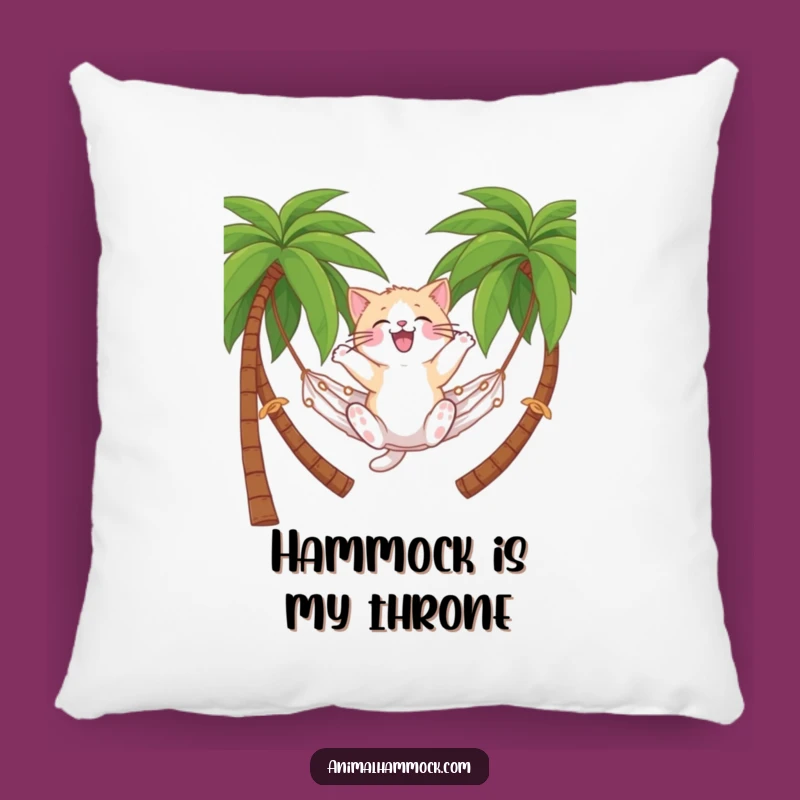 Funny Cat Hammock Pillow: Comfy Cushion with Tropical Charm, a Funny Gift