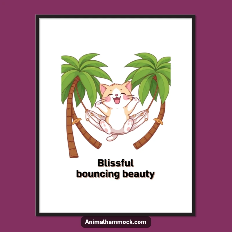 Funny Cat Hammock Digital Art: Instant Tropical Vibes with this Funny Gift