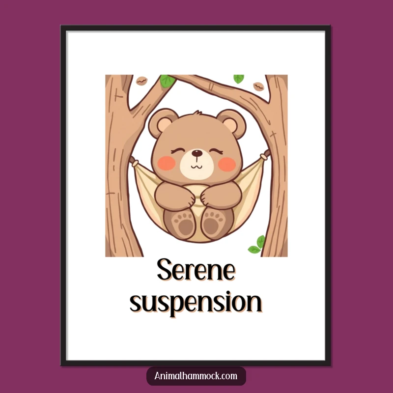 Funny Bear Hammock Digital Art: Relaxed Yogi Bear Print, Gift