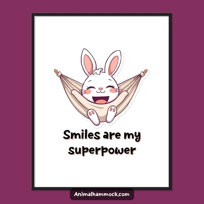 Funny Bunny Hammock Digital Art Print - Instant Cheerful & Humorous Decor