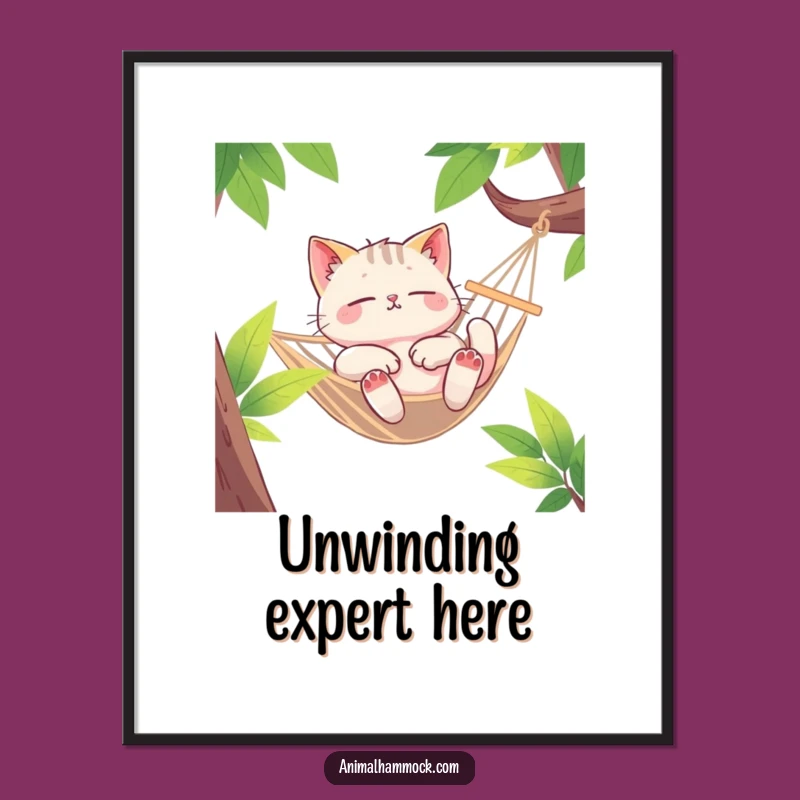 Funny Cat Hammock Digital Art: Euphoric Feline Relaxation for Your Walls