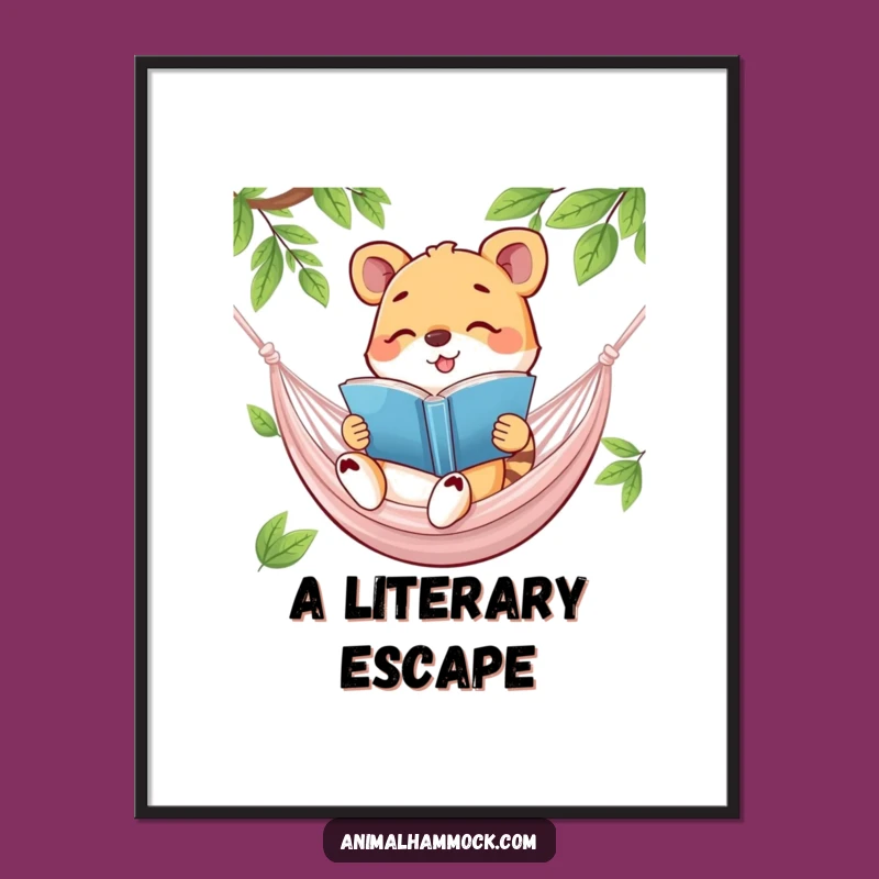 Funny Happy Animal Bookworm Wisdom Digital Print - Instant Laugh!