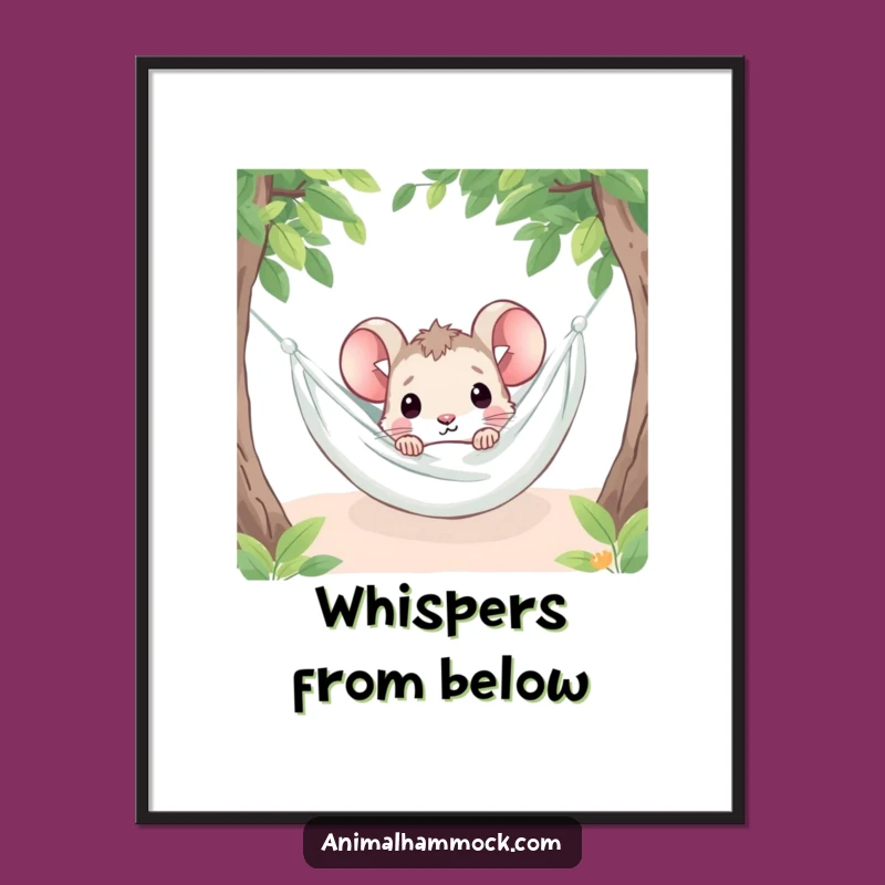 Funny Mouse Peeking Digital Print: Instant Hammock Hideaway Art