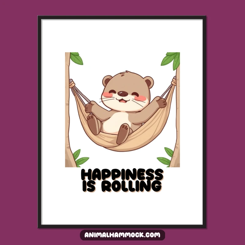Funny Otter Hammock Digital Art: Playful Rolling Fun for Walls