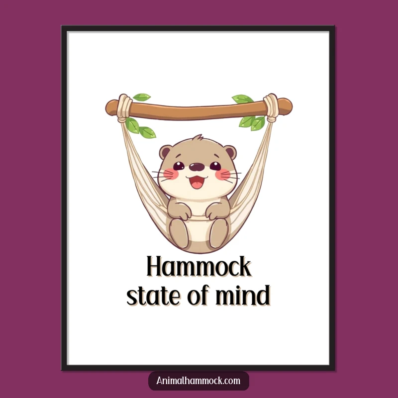 Funny Otter Hammock Digital Art Print - Instant Joyful & Humorous Wall Decor