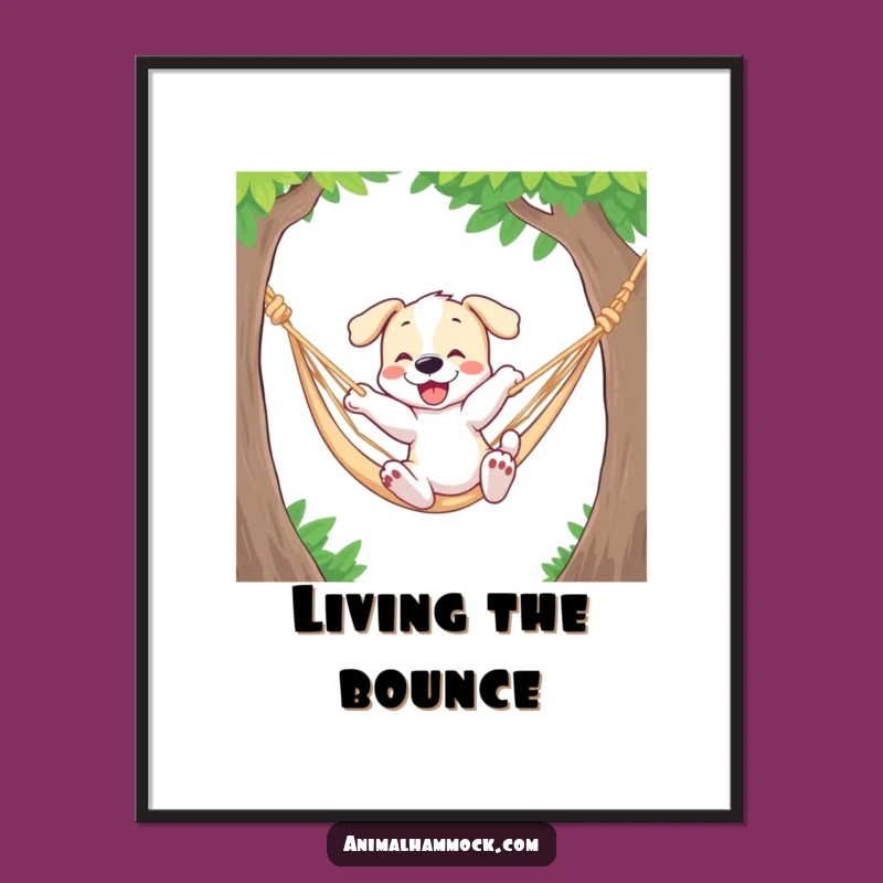 Funny Playful Puppy Hammock Digital Print - Instant Cheerful Art Gift