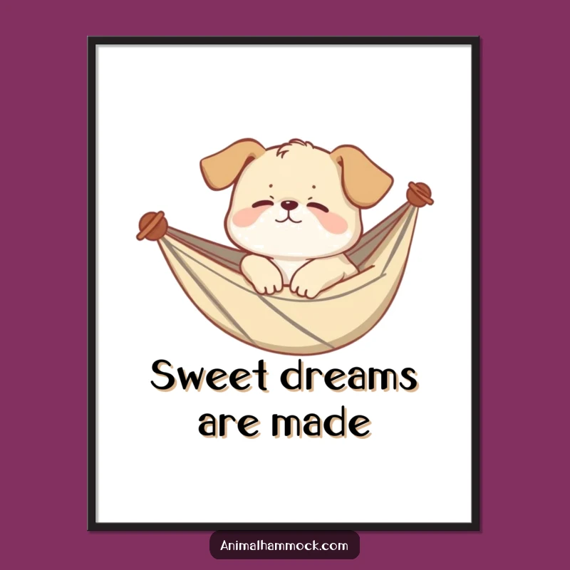 Funny Puppy Hammock Digital Art Print - Instant Sleepy & Humorous Decor