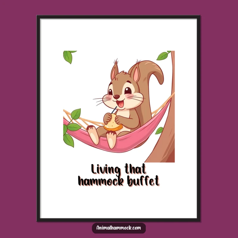Funny Squirrel Hammock Digital Art: Bring Woodland Joy Home