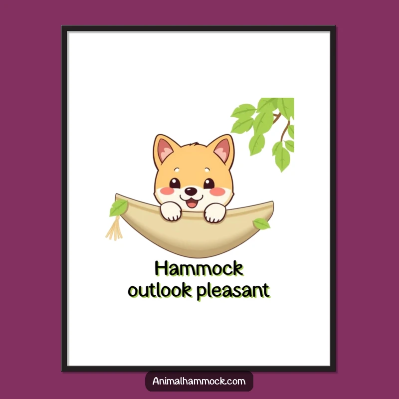 Funny Shiba Inu Digital Art: Hammock Peek Decor Gift