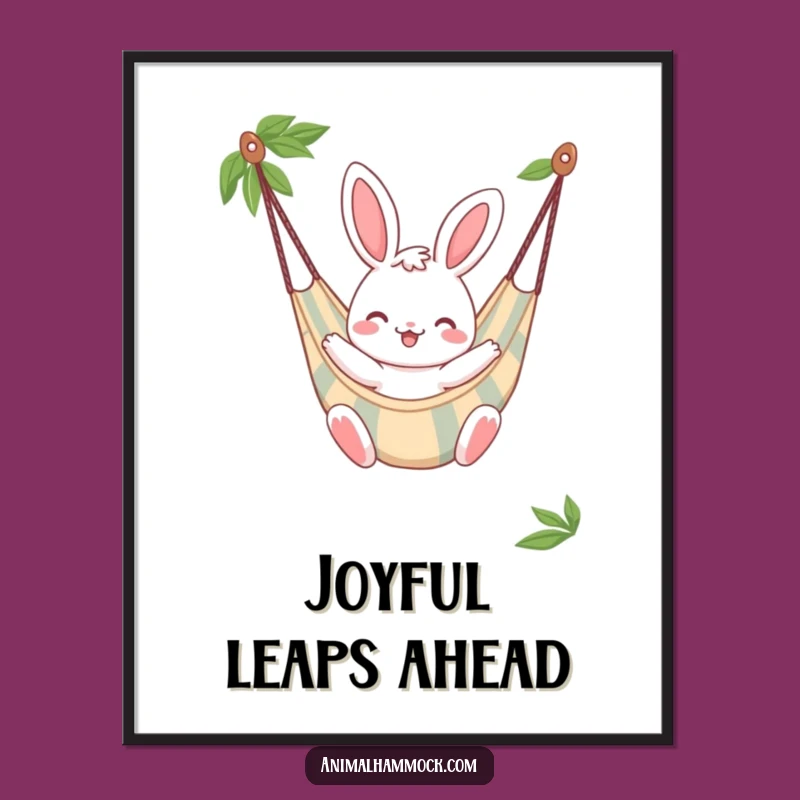 Funny Bunny Hammock Digital Art: Cheerful Bounce for Wall Decor
