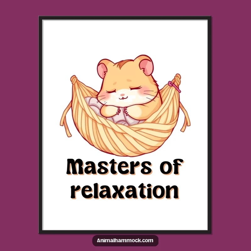 Funny Sleepy Hamster Yarn Hammock Digital Art - Instant Joy & Humorous Decor Gift
