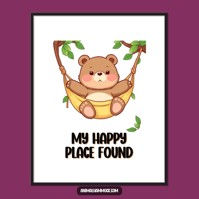 Funny Chubby Bear Cub Hammock Digital Art - Instant Humor & Cute Decor Gift