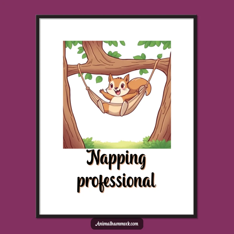 Funny Squirrel Hammock Digital Art: Bring Hilarious Energy to Your Walls with This Print!