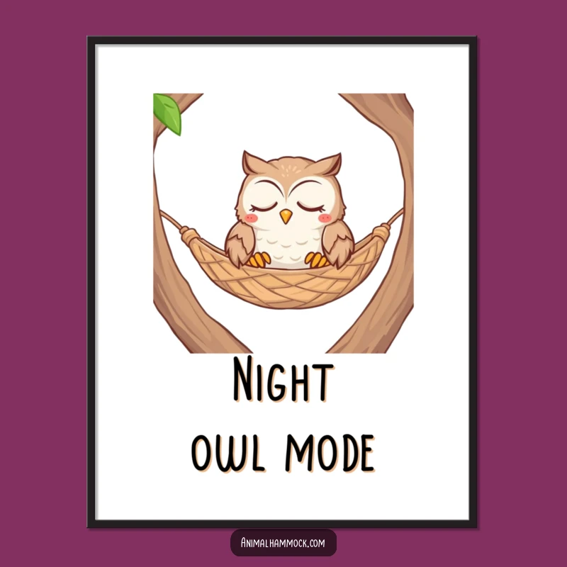 Funny Owl Hammock Digital Art - Peaceful Wall Decor & Serene Gift