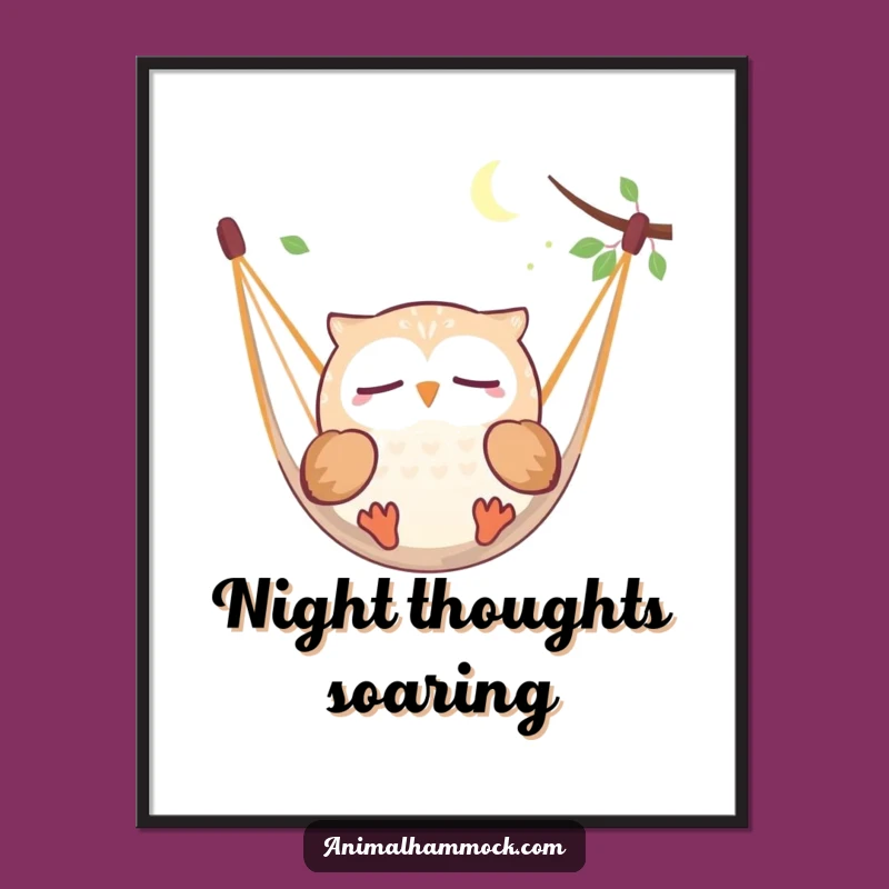 Funny Owl Dreaming Digital Print: Instant Hammock Slumber Art