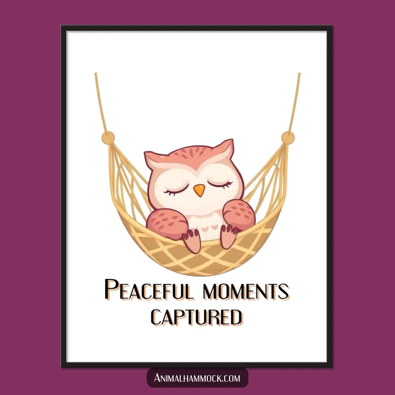 Funny Sleepy Owl Hammock Digital Art - Instant Peace & Cozy Decor Gift