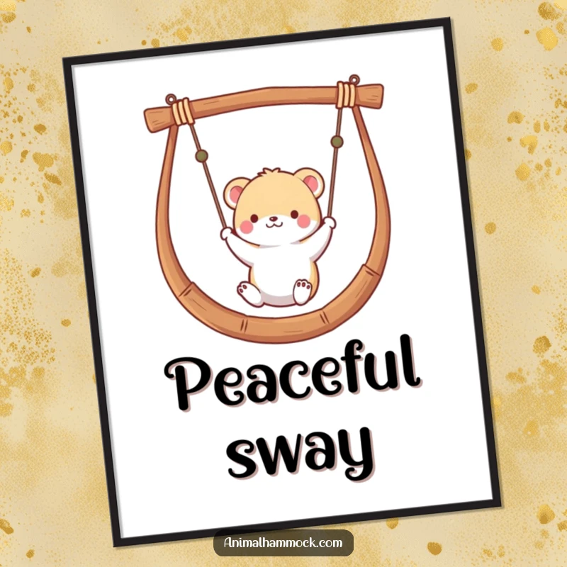 Funny digital art print of a small animal gently swinging in a hammock, creating a peaceful and relaxing ambiance for any room.