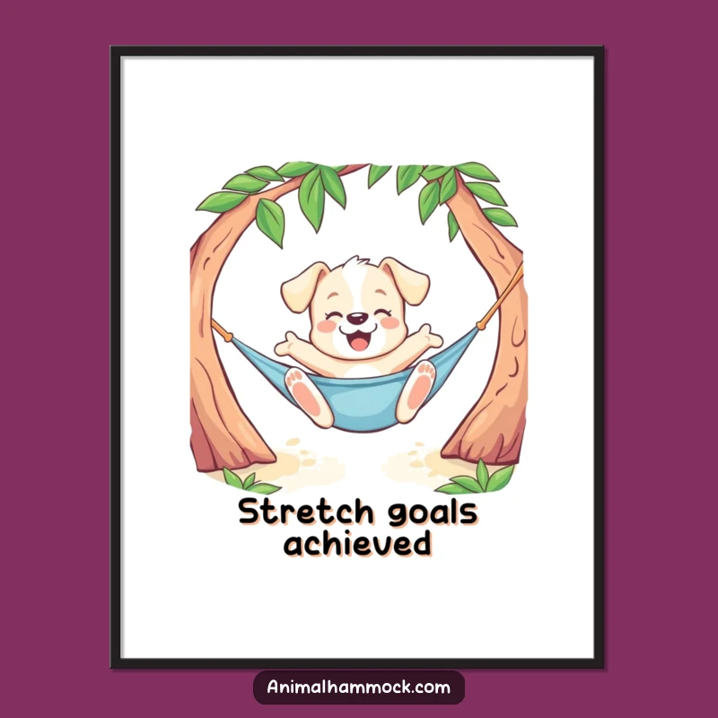 Funny Puppy Hammock Stretch Digital Art: Playful Dog Decor