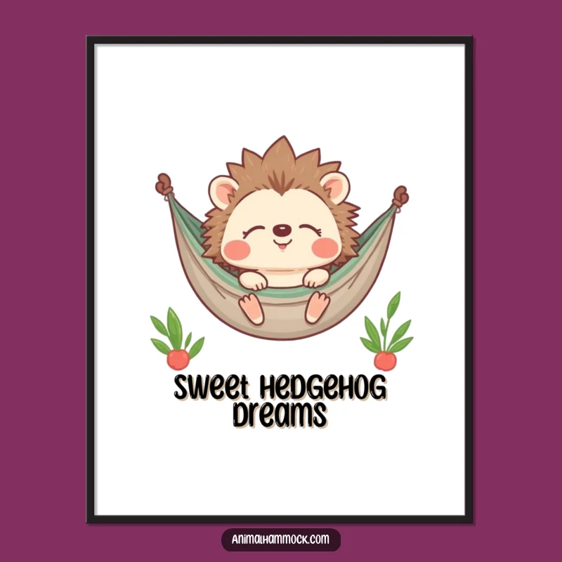 Funny Hedgehog Hammock Smile Digital Art: Sleeper Decor